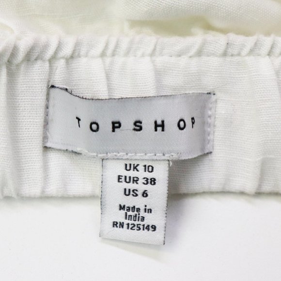 NEW Topshop Linen Blend Belted Bardot Midi Dress 6 - Picture 5 of 8